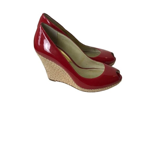 MICHAEL Michael  Kors Red Open Toe Slip On Wedges Size 6.5 - Picture 5 of 6